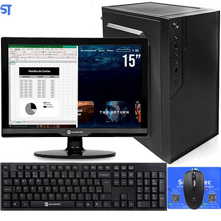 Computador Core i3-3220-HD SSD 128GB -Memória Ram 4GB- Com Monitor 15.4 HDMI -Teclado, Mouse e MousePad