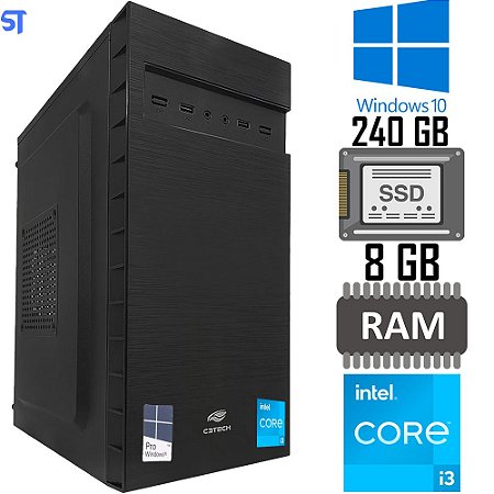Computador Core i3-2100-SSD 240GB-Memória Ram 8GB-Gab MT-32BK-Windows 10