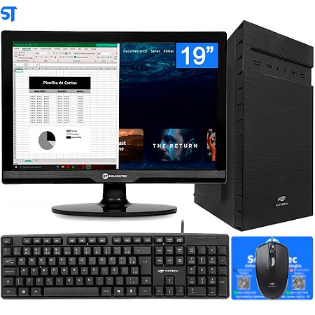 Computador Core i3-3240-SSD 120GB-Memória Ram 4GB-Gab MT-32BK- Com Monitor 19 HDMI e Windows 10 Teclado e Mouse