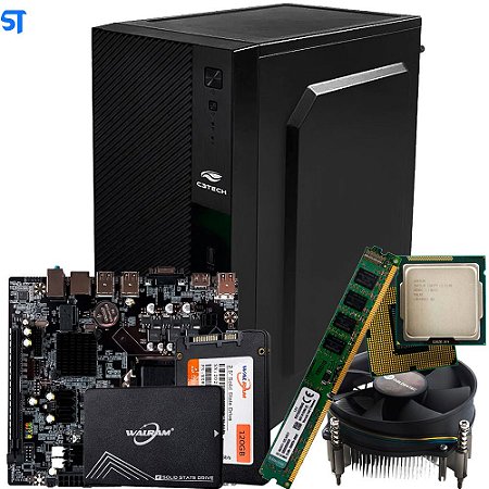 Kit Para Montagem de Computador- Placa Mãe-Processador Core i3 2100- Memória Ram 4GB- HD SSD 120GB- Gabinete Com Fonte