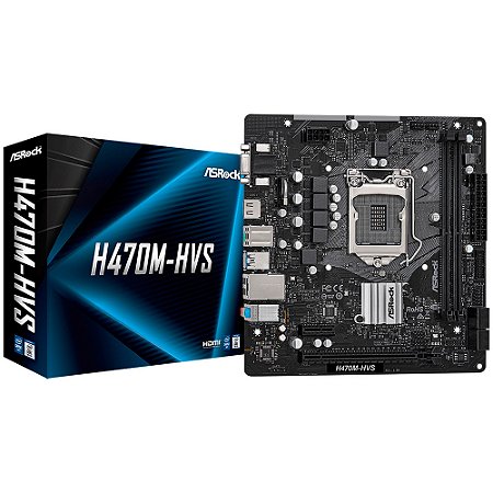 Placa Mãe ASRock H470M-HVS / Socket LGA 1200 / VGA / Chipset Intel H470 / Micro ATX / DDR4