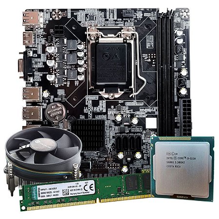Kit Para Montagem de Computador- Placa Mãe- Processador Core i3- 3220 - Memória DDR3 de 8GB