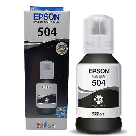 Refil de Tinta Epson Preto 504 T504 127ml Para Ecotank L4150 / L4160 / L4260 / L6171 / L6161 / L6