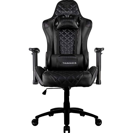 Cadeira Gamer Profissional Thunderx3, TGC12, Com Almofadas, Reclinável, Suporte Até 120KG - Preta