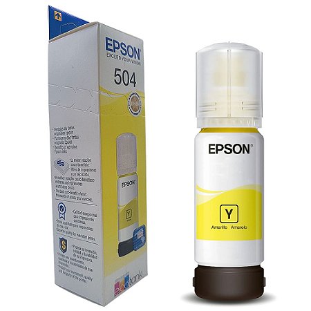 Refil de Tinta Epson Amarelo 504 T504 Para Ecotank 70Ml L4150 / L4160 / L4260 / L6171 / L6161 / L6191