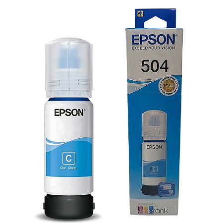 Refil de Tinta Epson Azul 504 T504 Para Ecotank L4150 / L4160 / L4260 / L6171 / L6161 / L6191