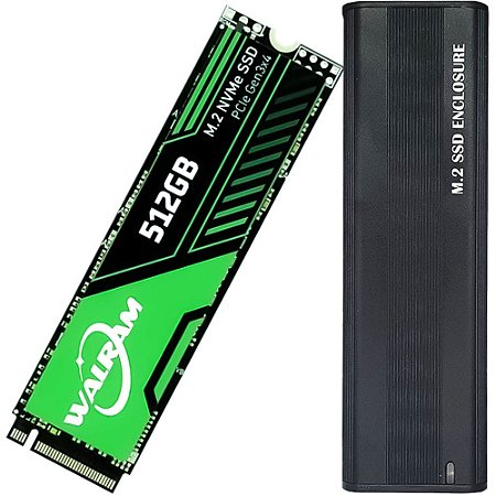 Kit Case M.2 Externa Portatíl Com Cabo USB-C/USB 3.1 com SSD M.2 NVMe 512GB