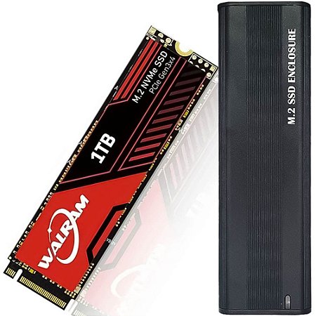 Kit Case M.2 Externa Portatíl Com Cabo USB-C/USB 3.1 com SSD M.2 NVMe 1TB