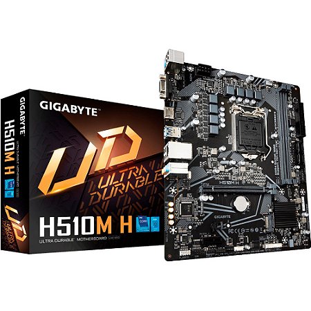 Placa-Mãe Gigabyte H510M H DDR4 / Soquete LGA 1200 / Slot M.2 NVME / USB 3.2  / (LAN Gigabit ) (10ª/11ª Geração Intel)