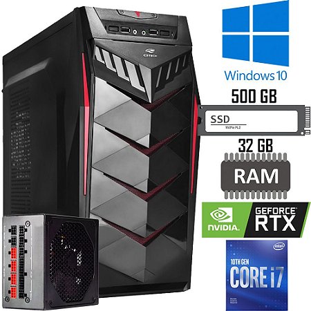 Computador i7-10700F -H510M H- RAM 32GB- NVME Kingston 500GB - Placa de Vídeo RTX 3070 Fonte 850W-Gab Midtower MT-G70BK
