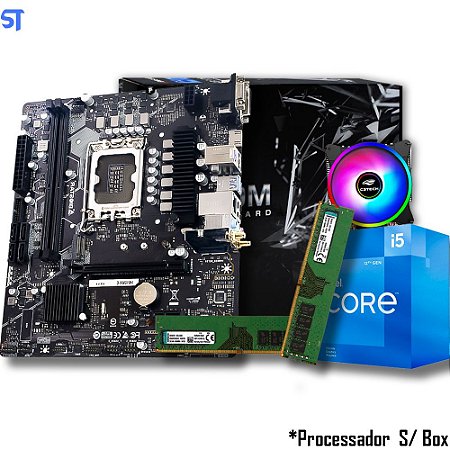 Kit Gamer Montagem Placa Mãe 12ª Geração H610MH+ Processador Intel Core i5 12400F + Memória Ram 16GB DDR4 Dual Chanel