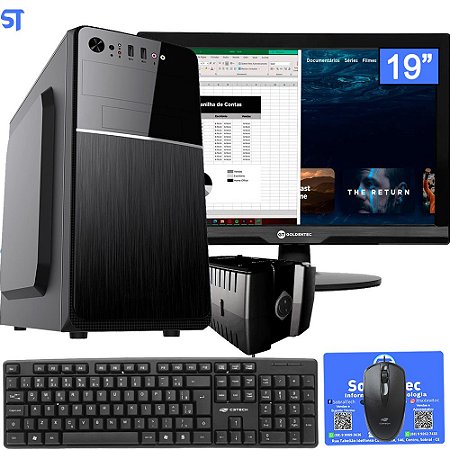 Computador Completo i5 -10400- SSD 512GB- Ram 8GB -PM H510M - 24V2BK- Com Monitor de 19- Teclado Mouse e Estabilizador