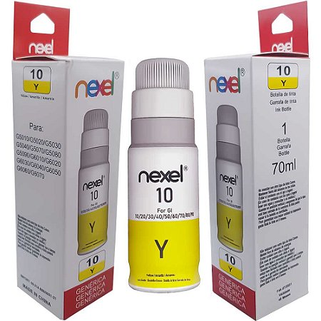 Refil De Tinta Compativel Canon Nexel Amarelo Y10 G5010/ G5070/ G6050/ G6060 70Ml