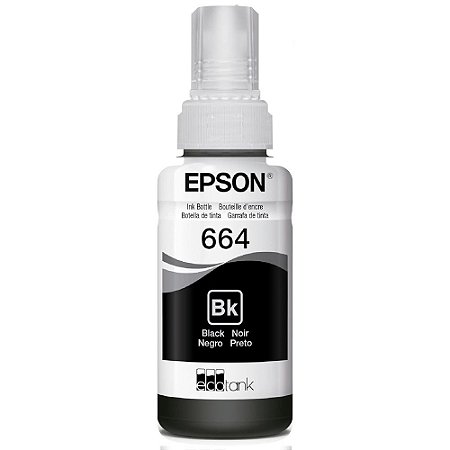 Refil de Tinta Epson 664 Preto T664120 AL Original - Rende até 4.000 Paginas Para Ecotank L110 / á L395 / L495- Fora da