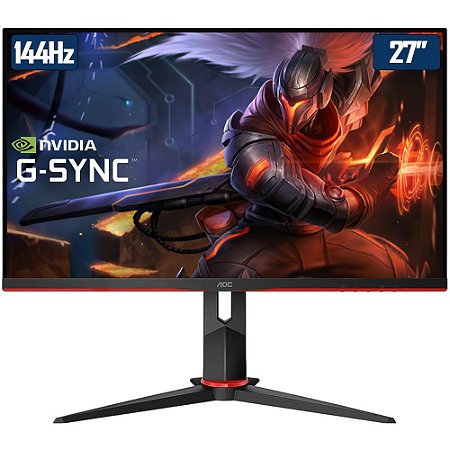 Monitor Gamer AOC Hero 27 Full HD, Wide, 144 Hz, 1ms, IPS, HDMI e VGA, G-Sync, Ajuste de Ângulo - 27G2/BK
