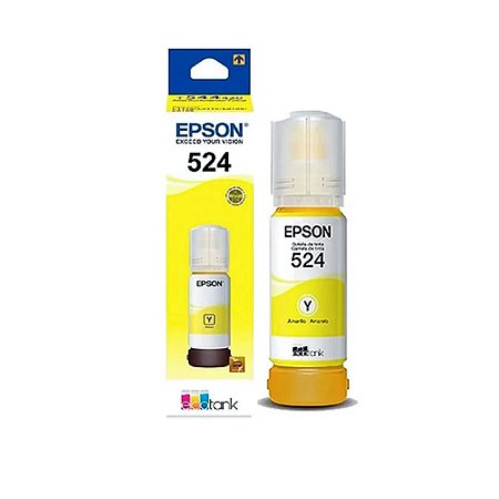 Refil de Tinta Epson 524 Amarelo Y 70ML Original T524120 Pigmentada Rendimento 6.000 Páginas L15150/ T524220/ T524320