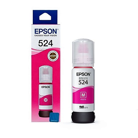 Refil de Tinta Epson 524 Magenta M 70ML T524120 Original Pigmentada Rendimento 6.000 Páginas L15150/ T524220/ T524320