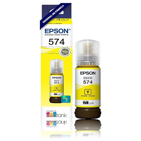 Refil de Tinta Epson 574 Amarelo Y 70ml Original T574120 para EcoTank L8050/ L18050