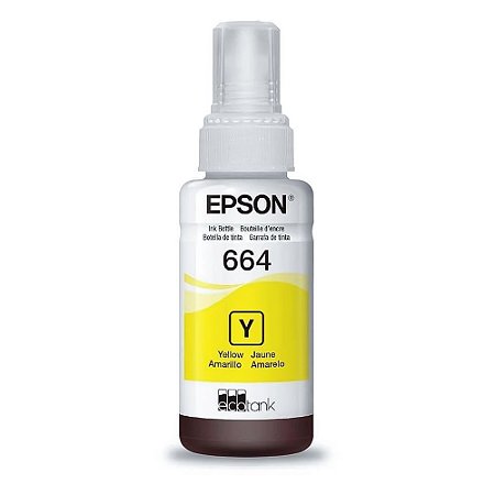 Refil de Tinta Epson 664 Amarelo 70Ml Original T664120 AL Rende até 4.000 Paginas  L110 / á L395 / L495-  S/Caixa