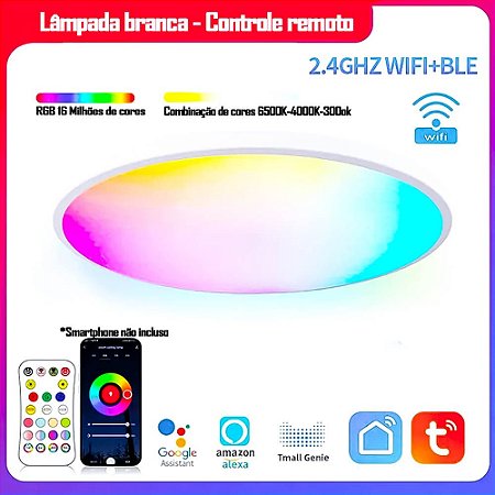 Lâmpada Smart de Teto WIFI LED Regulavel com Alexa Google Assistente 220V-240V Tuya - Branca