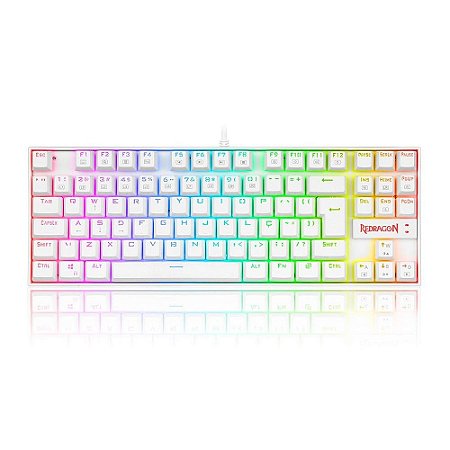 Teclado Mecânico Gamer Redragon Kumara, RGB, Switch Outemu Red, ABNT2, Branco - K552W-RGB (PT-RED