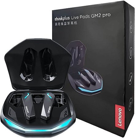 Fones de Ouvido Bluetooth 5.3 Gamer Lenovo Tinkplus GM2 Pro 360° Surround Modo Duplo com Cancelamento de Ruído - Preto