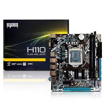 Placa Mãe Intel LGA 1151 H110 M.2 2xDDR4 HDMI/VGA 6º 7º E 8º Geração G-H110 Revenger
