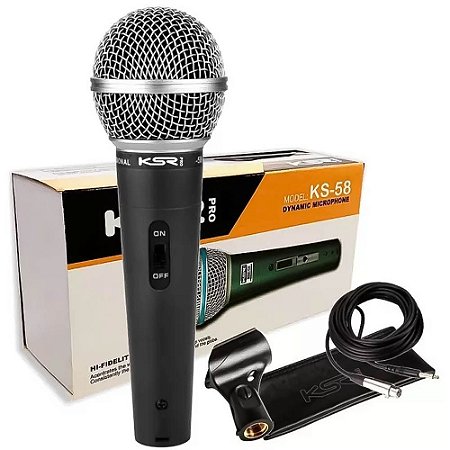 Microfone Proficional KSR KS-58 Ksr Pro Beta + Cabo Cachimbo 4Metros + Bag