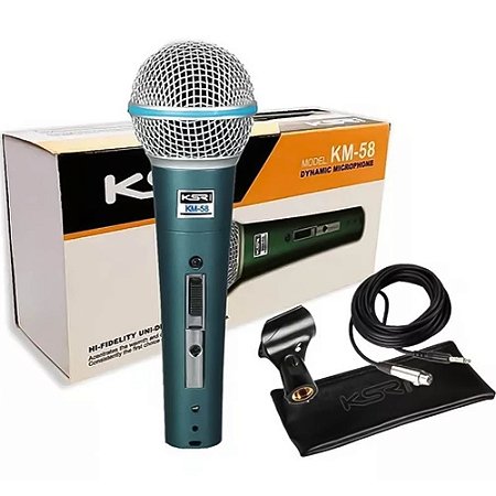 Microfone Proficional KSR KM58 Ksr Pro Beta + Cabo Cachimbo 4Metros + Bag