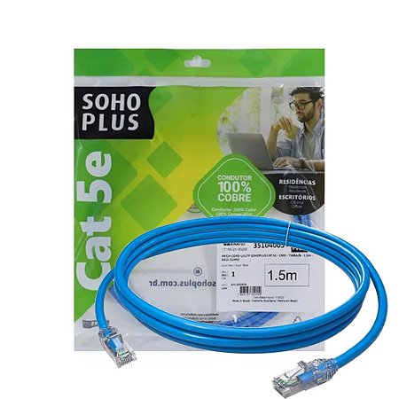 Patch Cord CAT.5e Furukawa SohoPlus Gigalan, 1.5m, Azul Claro, T568A/B - 35104003
