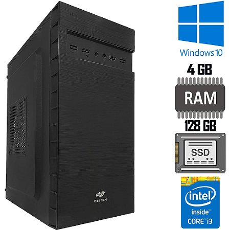 Computador Core i3 2100, HD SSD 128GB, Memória 4GB, GaB MT32BK , Windows10