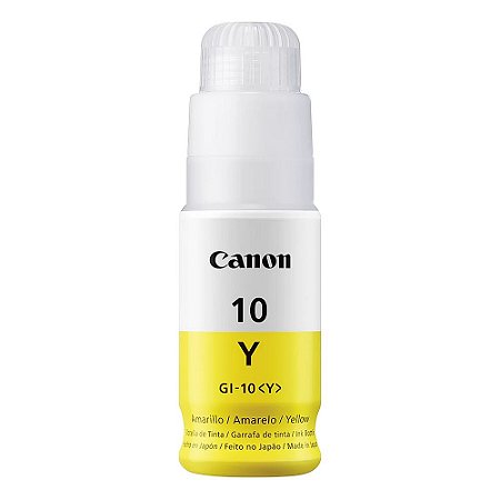 Garrafa de Tinta Canon GI 10Y Amarela 7.700 Paginas para Mega Tank G6010 G7010