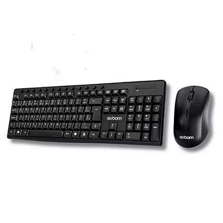 Teclado e Mouse Sem Fio Wireless ABNT II 2.4Ghz Multimídia Exbom BK-S1000M-04255 Preto