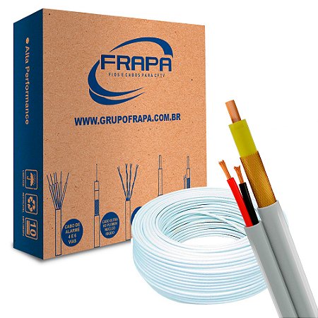 Cabo Coaxial 4mm 80% Blindado Bipolar Externo Com 100 Metros Frapa - Branco