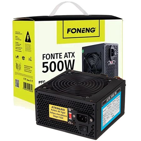 Fonte ATX 500W Para PC Bivolt Manual Foneng HDW-0004 S/ Cabo