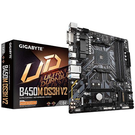 Placa Mãe Gigabyte B450M DS3H V2 (AM4/DDR4 3200MHz/HDMI/M.2/USB 3.2)