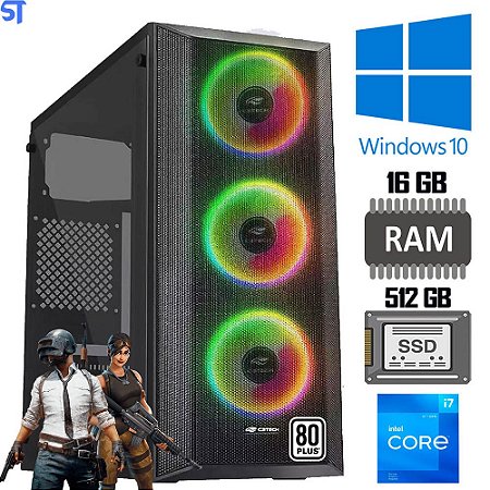 Computador Gamer i7-10700F -Gigabyte H470M - RAM 16GB - SSD 512GB - Placa de Vídeo 4GB - Fonte 750w - Gab G220BK, Win 10