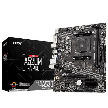 Placa Mae MSI A520M-A PRO, DDR4, Socket AM4, M-ATX, Chipset AMD A520, A520M-A PRO