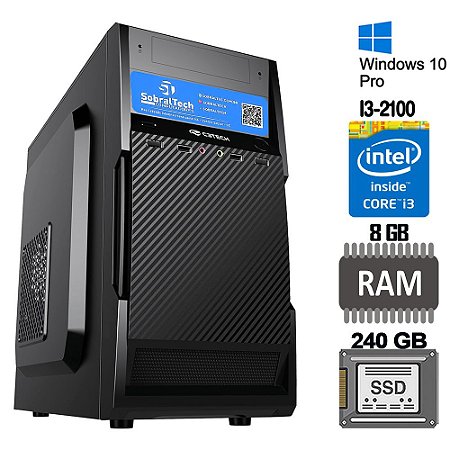 Computador Core i3-2100 -SSD 240GB - Ram 8GB - Windows 10 - Gab MT25V2BK - Fonte Real 500W - Brinde Mouse Pad
