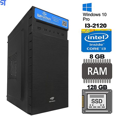 Computador Core i3 2120, SSD 128GB, 8GB RAM, MT 32BK Windows 10
