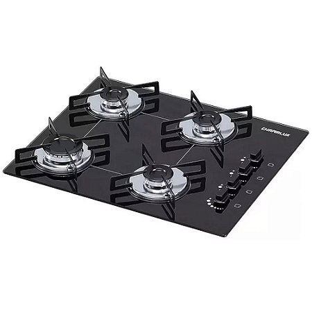 Fogão Cooktop Gás Chamalux 4 Bocas Ultra Chama Preto 127V/220V
