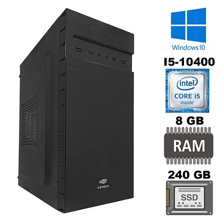 Computador Core I5-10400, 3,6Ghz, Memoria DDR4 8GB 2400MHz, SSD WD 240 GB - Windows 10