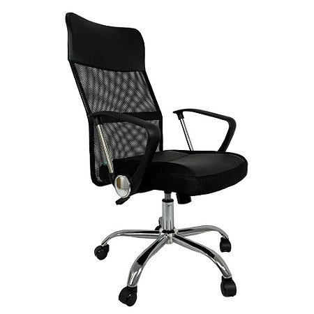 Cadeira Para Escritório Diretor Giratória Ergonômica em Tela Mesh Rohden, Home Office RHO-165,Preta