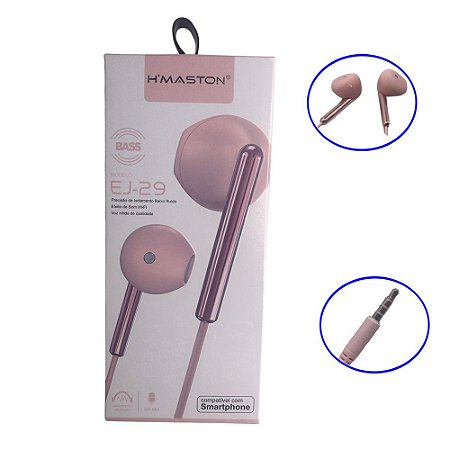 Fone De Ouvido Stereo Com Microfone H'maston Ej-29 Rosa