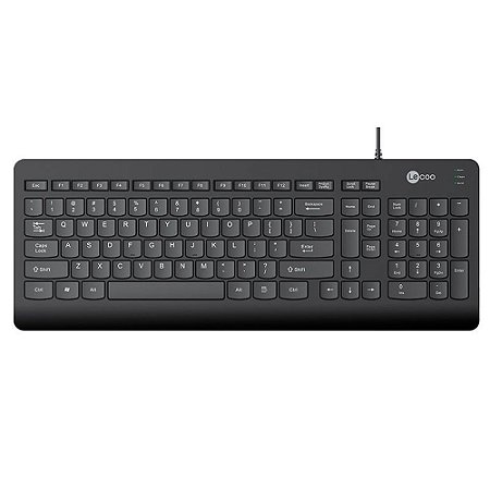 Teclado USB Padrão KB103, Tecla Baixa (Silenciosa), ABNT2, 103 Teclas, LECOO - Preto