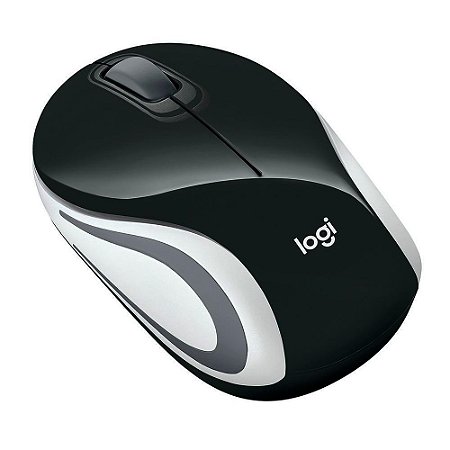 Mini Mouse Sem Fio Logitech M187 Com Receptor Conexão USB e Pilha Inclusa - Preto