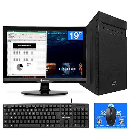 Computador Core i3-2100-HD SSD 240GB -Memória Ram 4GB- Com Monitor 19 HDMI- Teclado, Mouse e MousePad Brind