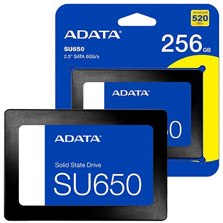 SSD Adata 256GB, SU650, Sata III, Leitura 520MBs e Gravação 450MBs, ASU650SS-256GT-R