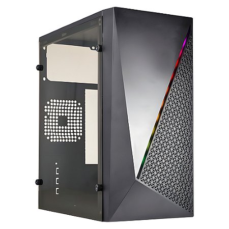 Gabinete Gamer Kmex CG15NX, Rainbow, Mini-Tower, Lateral Acrilico, Preto, CG15NXRH0010B0X