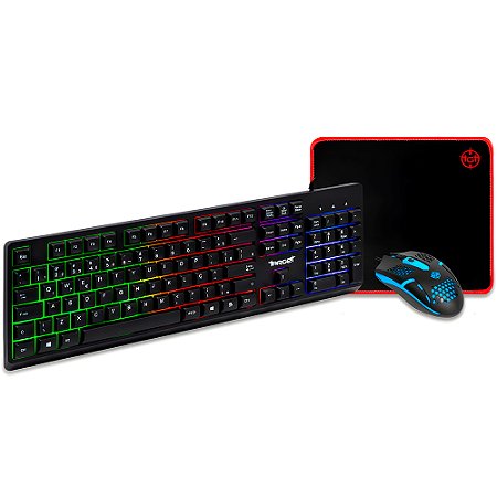Combo Gamer TGT Fal, Rainbow, Teclado ABNT2, Mouse 1500DPI, Mousepad Pequeno, TGT-FAL-RBW02